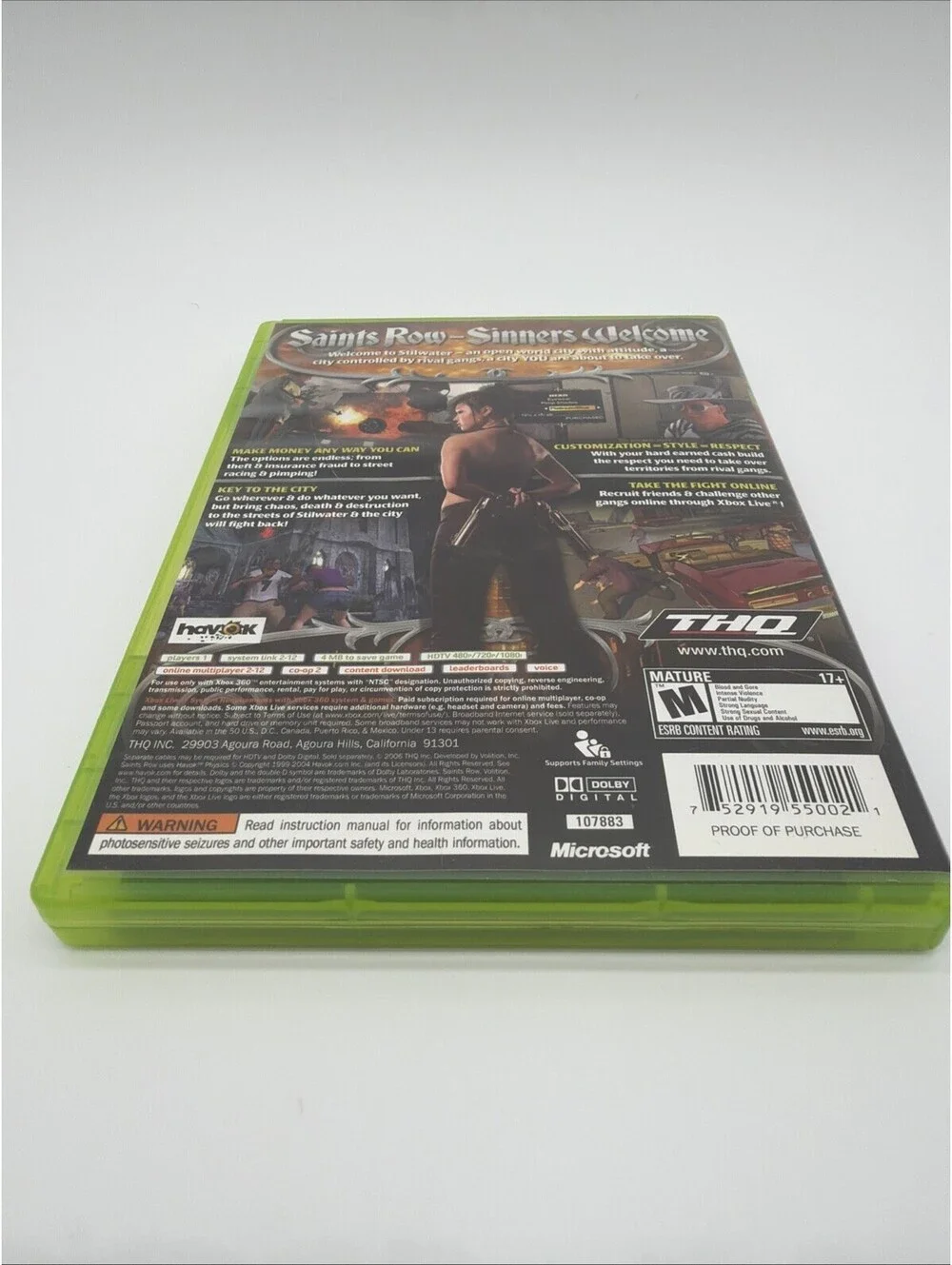 Ships Free, 1st First Release CIB Complete Saints Row 1, 2006, Xbox 360, Tested